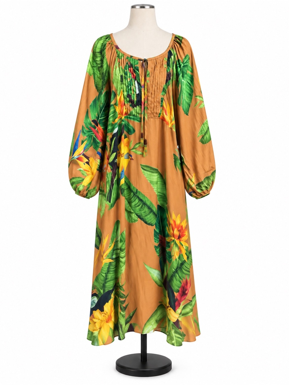 Farm Rio Tropical Desire Midi Dress Size Large NWT Tropical Floral Viscose
